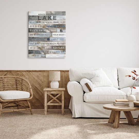 Stupell Industries Advice From the Lake List Rustic Plank Pattern Canvas Wall Art